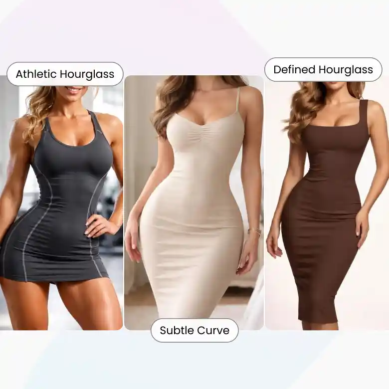 different hourglass intensities and sizes created using hourglass figure generator for custom results.